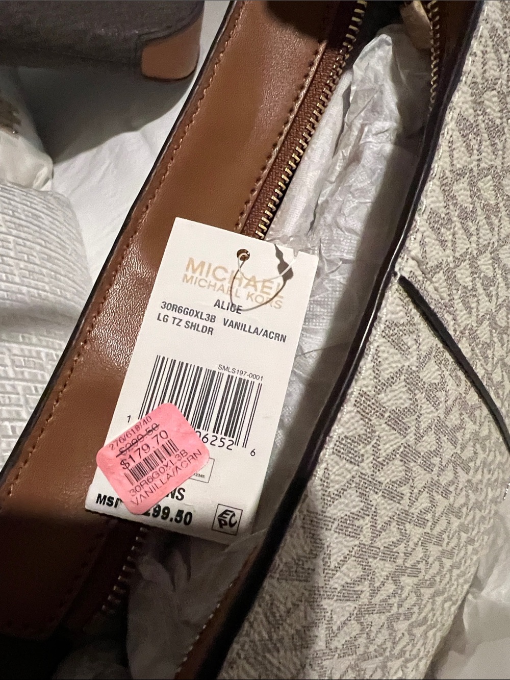Michael Kors Beige Monogram Shoulder Bag with Brown Trim - Picture 4 of 4
